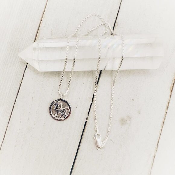 Chinese Zodiac Year of The Horse Pendant Necklace Sterling Silver - Picture 1 of 8